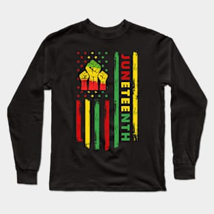 Juneteenth Flag Black Power Fist Long Sleeve T-Shirt